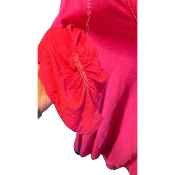 Athleta Round Neck Ruched Sleeve Grenadine Heather Pink Shiva Tee Top Sz S - Picture 4 of 11